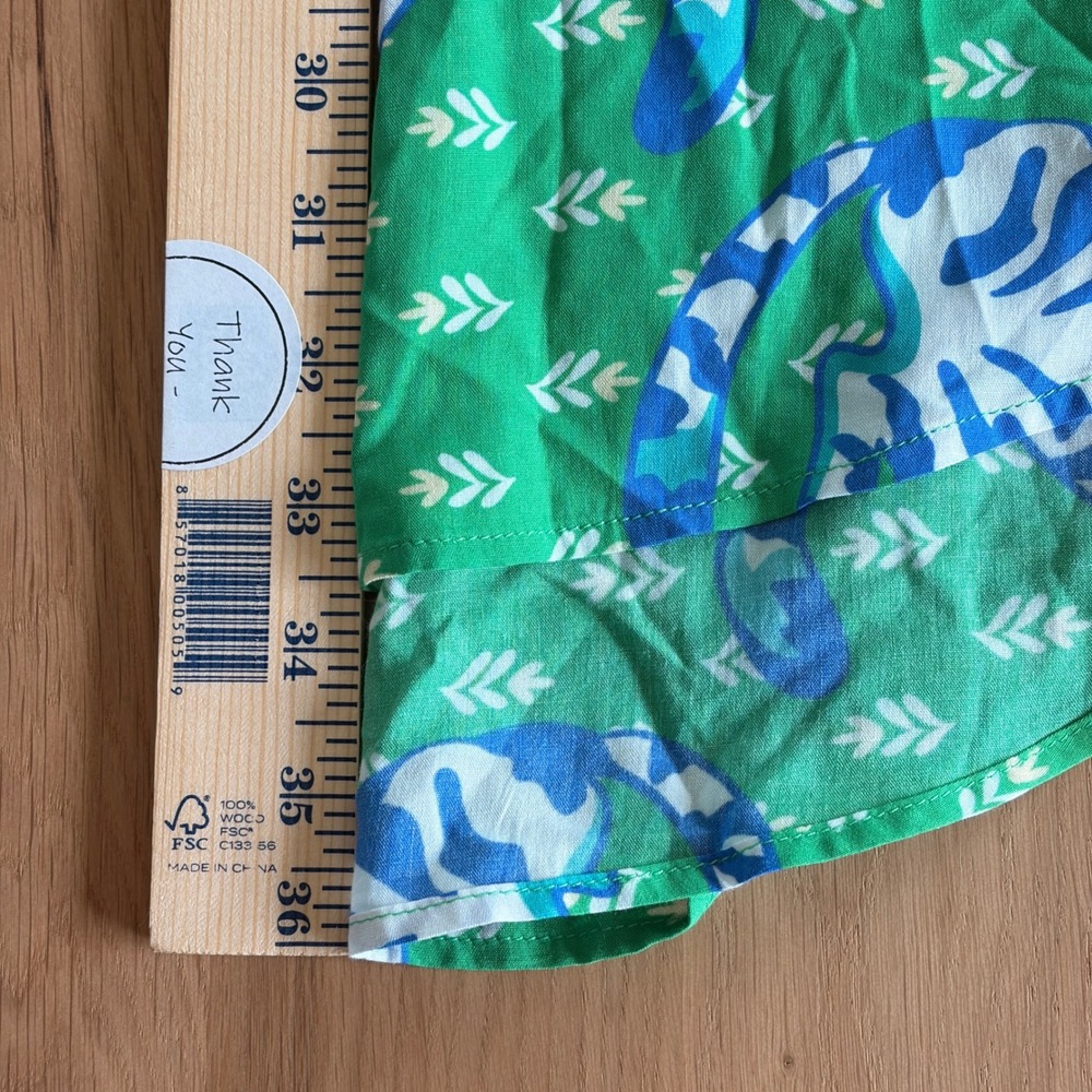 Top It Off Tiger Print Tunic Dress S/M Green Roll Tab Whimsical Animal Resort - Picture 7 of 7